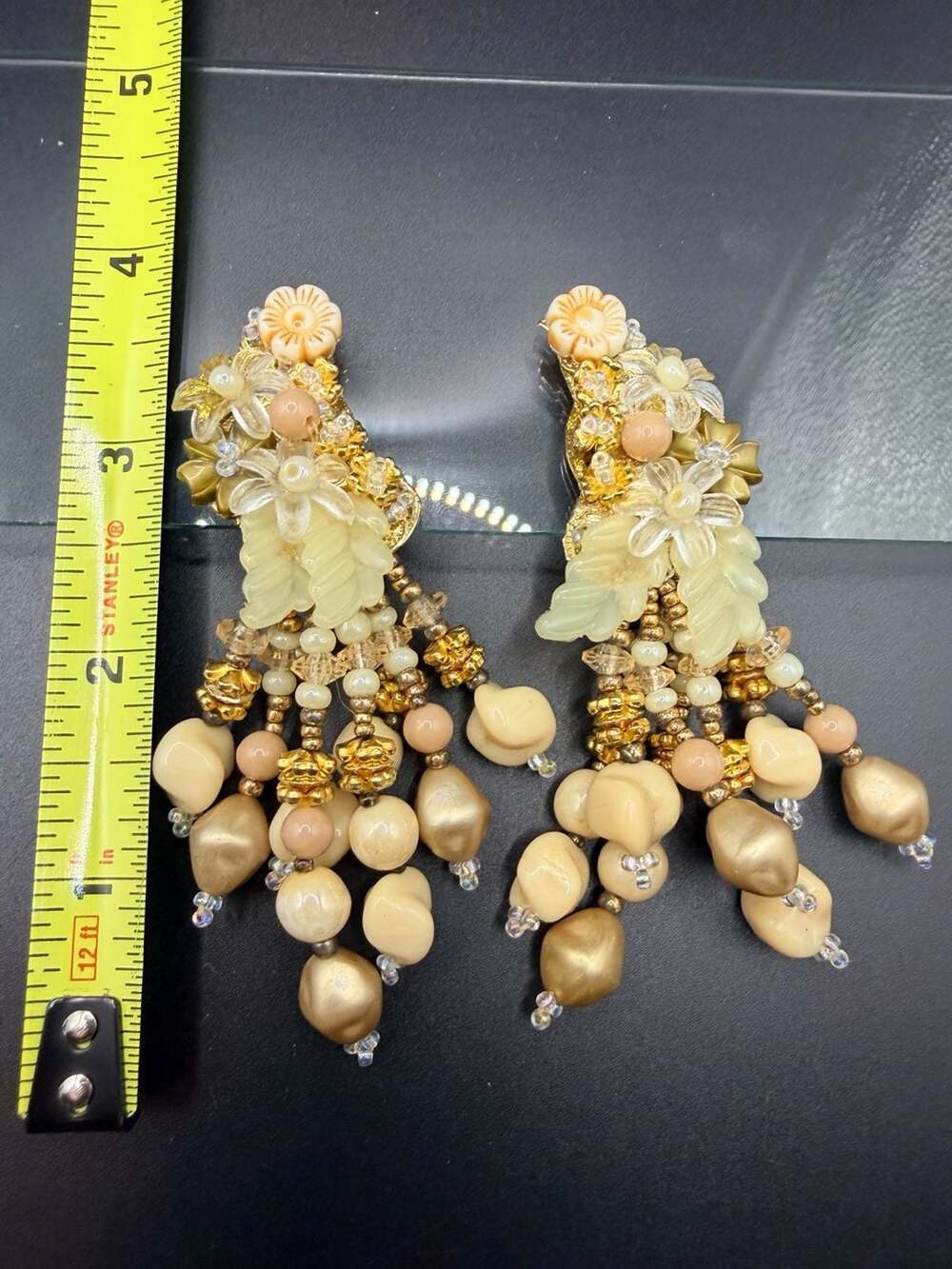 Colleen Toland Floral Beaded Statement Clip-On Earrings - Picture 4 of 10